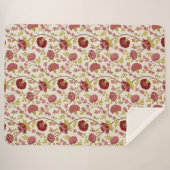 Jacobobohne Blumenmuster Reds Pinks Gold Creme Sherpadecke (Vorderseite (Horizontal))