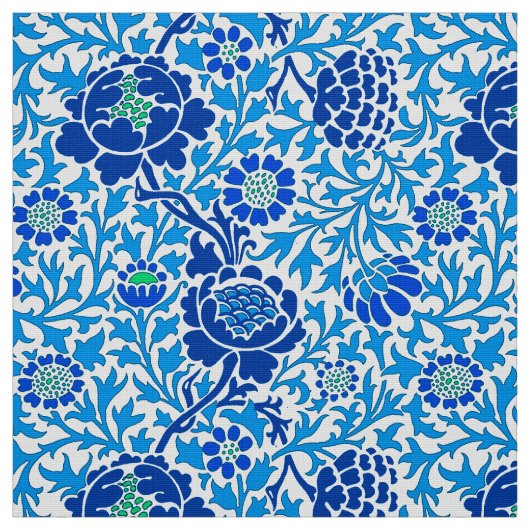 Jacobobohne Floral , Marine und Cerulean Blue Stoff (Muster)