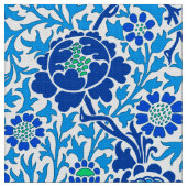 Jacobobohne Floral , Marine und Cerulean Blue Stoff (Nahaufnahme)