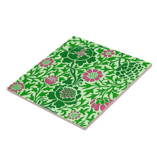 Jacobobohne, Floral, Smaragd und Limone Green Fliese (Seite)