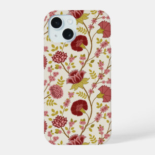 Jacobobohne Grosse Muster Reds Pinks Gold Creme iPhone 15 Hülle