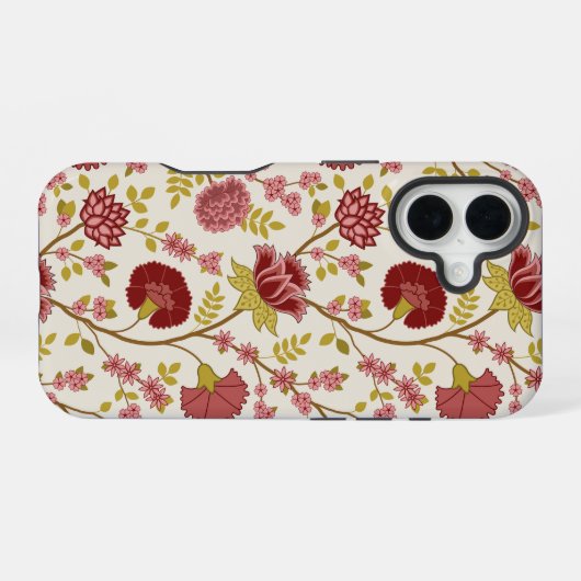 Jacobobohne Grosse Muster Reds Pinks Gold Creme iPhone 16 Hülle (Rückseite (Horizontal))