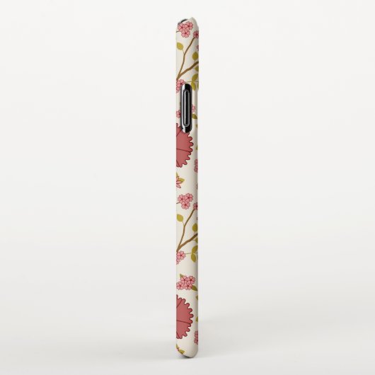 Jacobobohne Grosse Muster Reds Pinks Gold Creme iPhone Hülle (Rechte Seite)
