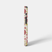 Jacobobohne Grosse Muster Reds Pinks Gold Creme iPhone Hülle (Linke Seite)