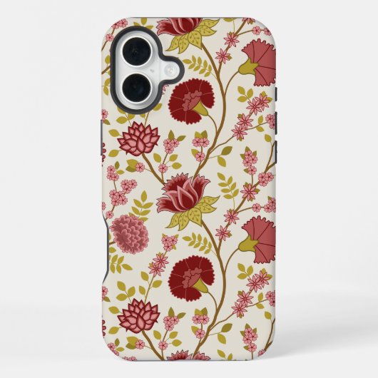 Jacobobohne Grosse Muster Reds Pinks Gold Creme iPhone Hülle (Rückseite)