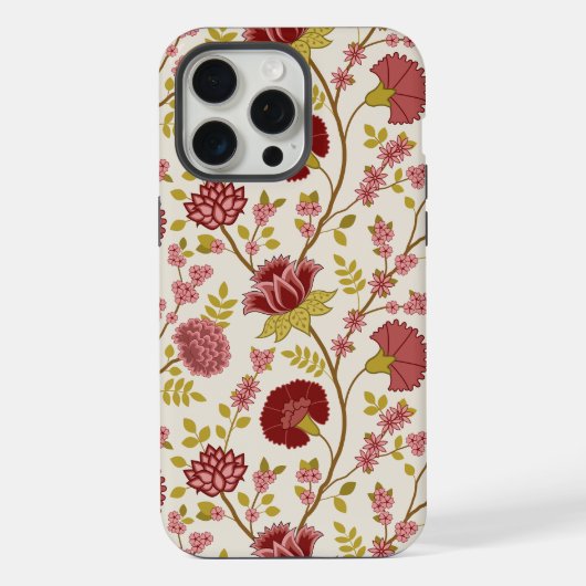 Jacobobohne Grosse Muster Reds Pinks Gold Creme iPhone Hülle (Rückseite)