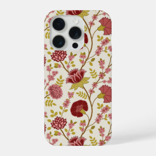 Jacobobohne Grosse Muster Reds Pinks Gold Creme iPhone 15 Pro Hülle