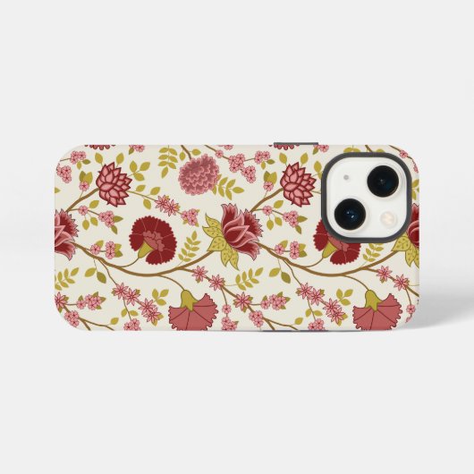 Jacobobohne Grosse Muster Reds Pinks Gold Creme iPhone Hülle (Rückseite (Horizontal))