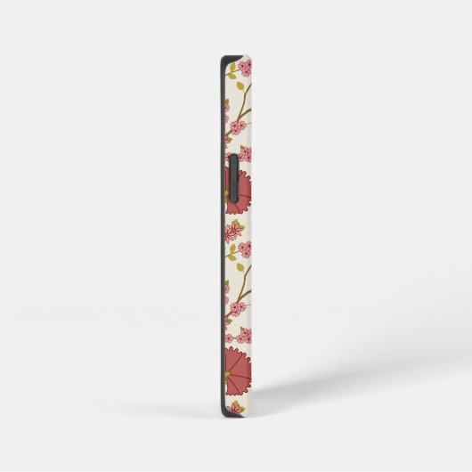 Jacobobohne Grosse Muster Reds Pinks Gold Creme iPhone Hülle (Rechte Seite)