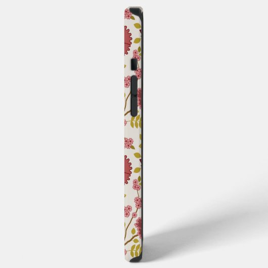 Jacobobohne Grosse Muster Reds Pinks Gold Creme iPhone Hülle (Linke Seite)