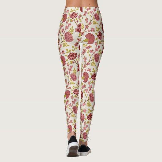 Jacobobohne Grosse Muster Reds Pinks Gold Creme Leggings (Rückseite)