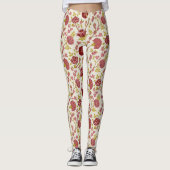 Jacobobohne Grosse Muster Reds Pinks Gold Creme Leggings (Vorderseite)