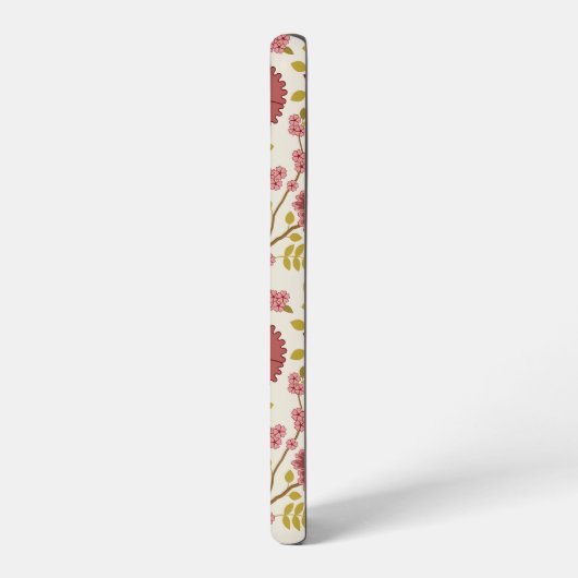 Jacobobohne Grosse Muster Reds Pinks Gold Creme Samsung Galaxy Hülle (Linke Seite)