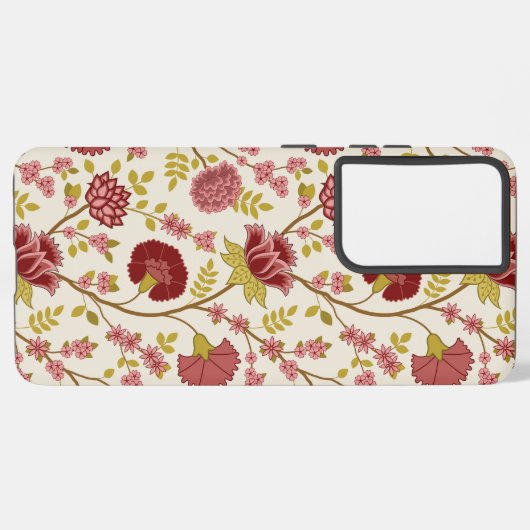 Jacobobohne Grosse Muster Reds Pinks Gold Creme Samsung Galaxy Hülle (Rückseite (Horizontal))