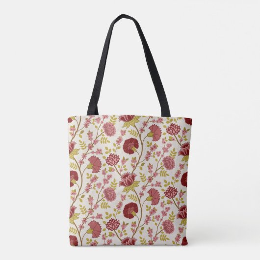 Jacobobohne Grosse Muster Reds Pinks Gold Creme Tasche (Rückseite)