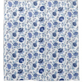 Jacobobohne Muster Blau auf Weiß Duschvorhang (Vorderseite)