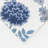 Jacobobohne Muster Blau auf Weiß Fleecedecke (Ecke)