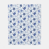 Jacobobohne Muster Blau auf Weiß Fleecedecke (Vorderseite)
