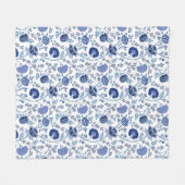 Jacobobohne Muster Blau auf Weiß Fleecedecke (Vorderseite (Horizontal))