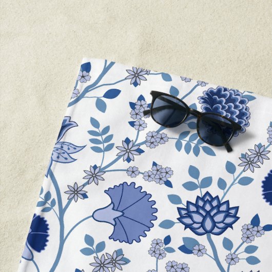 Jacobobohne Muster Blau auf Weiß Strandtuch (Beispiel)
