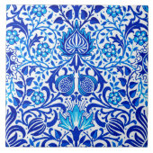 JacobobohnenDamast, Kobalt Blau und Weiß Fliese (Vorderseite)