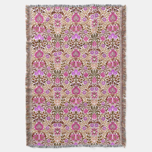 JacobobohnenDamast, Rosa, Violett und Braun Decke (Vorderseite Vertikal)