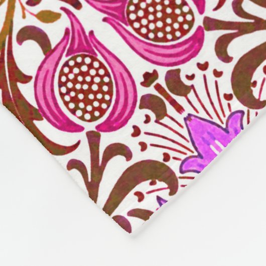 JacobobohnenDamast, Rosa, Violett und Braun Fleecedecke (Ecke)