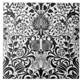 JacobobohnenDamast, schwarz, weiß und grau  Fliese (Vorderseite)