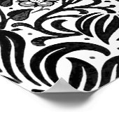 JacobobohnenDamast, Schwarz, Weiß und Grau Poster (Ecke)