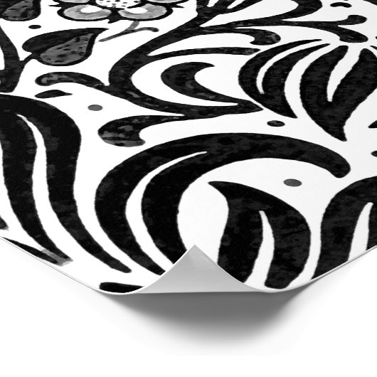 JacobobohnenDamast, Schwarz, Weiß und Grau Poster (Ecke)