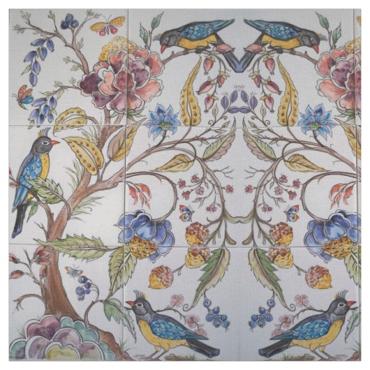 Jacobobohnenfarbstoff Tile Design Bird Floral Soft Stoff (Muster)