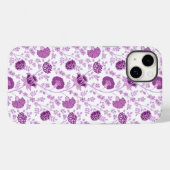 Jacobobohnenfloral Repeat Pattern Pinks auf Weiß Case-Mate iPhone Hülle (Rückseite (Horizontal))
