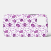 Jacobobohnenfloral Repeat Pattern Pinks auf Weiß Case-Mate iPhone Hülle (Rückseite (Horizontal))