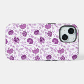 Jacobobohnenfloral Repeat Pattern Pinks auf Weiß iPhone 15 Hülle (Rückseite (Horizontal))