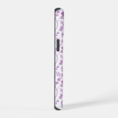 Jacobobohnenfloral Repeat Pattern Pinks auf Weiß iPhone 15 Hülle (Rechte Seite)