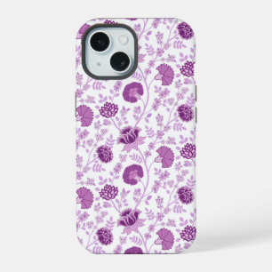 Jacobobohnenfloral Repeat Pattern Pinks auf Weiß iPhone 15 Hülle