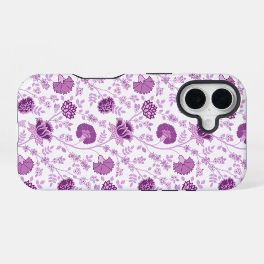 Jacobobohnenfloral Repeat Pattern Pinks auf Weiß iPhone 16 Hülle (Rückseite (Horizontal))