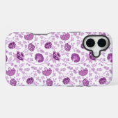 Jacobobohnenfloral Repeat Pattern Pinks auf Weiß iPhone Hülle (Rückseite (Horizontal))