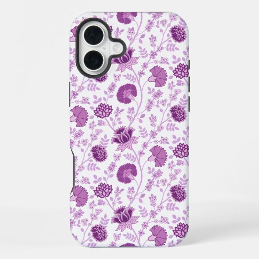 Jacobobohnenfloral Repeat Pattern Pinks auf Weiß iPhone Hülle (Rückseite)