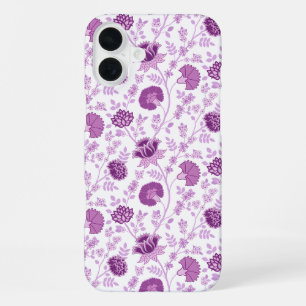 Jacobobohnenfloral Repeat Pattern Pinks auf Weiß iPhone 16 Plus Hülle