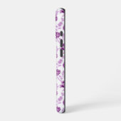 Jacobobohnenfloral Repeat Pattern Pinks auf Weiß iPhone Hülle (Linke Seite)