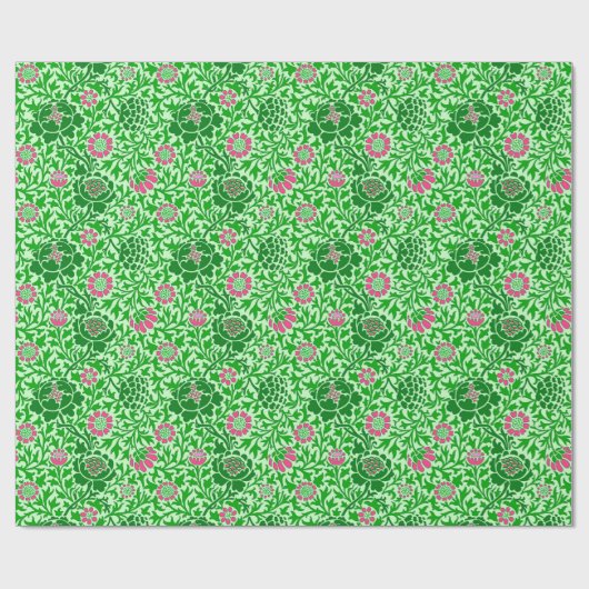 Jacobobohnes Blumenwallpaper, Emerald und Lime Gre Geschenkpapier (Flach)