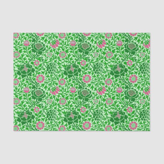 Jacobobohnes Blumenwallpaper, Emerald und Lime Gre Seidenpapier (Vorderseite)