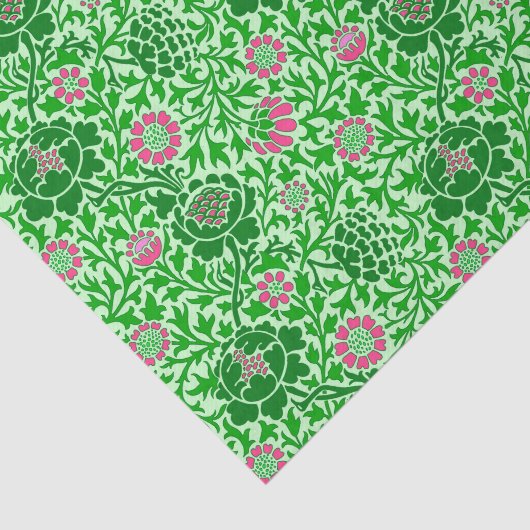 Jacobobohnes Blumenwallpaper, Emerald und Lime Gre Seidenpapier (Ausschnitt)