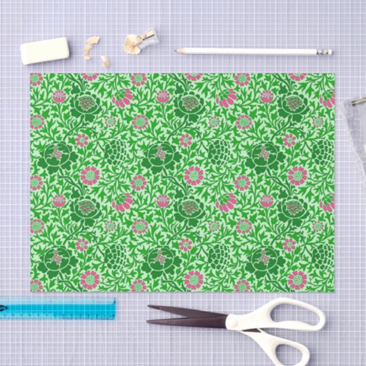 Jacobobohnes Blumenwallpaper, Emerald und Lime Gre Seidenpapier (Handwerk)