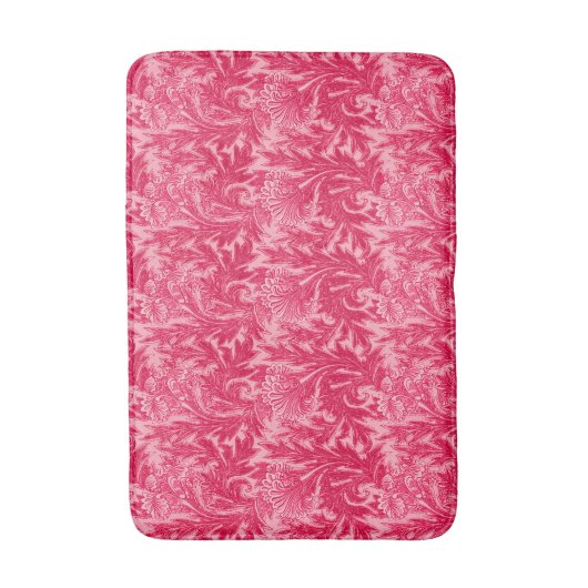 Jacobohne Blume Damask, Fuchsia und Light Pink Badematte (Vorderseite Vertikal)