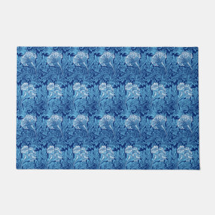Jacobohne Blume Damask, Marine, Sky Blue und White Fußmatte