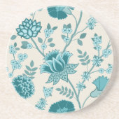Jacobohne Blumenmuster Lg Muster Teals auf Creme Getränkeuntersetzer (Vorne)