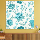 Jacobohne Blumenmuster Lg Muster Teals auf Creme Leinwanddruck (Insitu (Wohnzimmer))