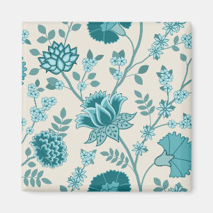 Jacobohne Blumenmuster Lg Muster Teals auf Creme Magnet